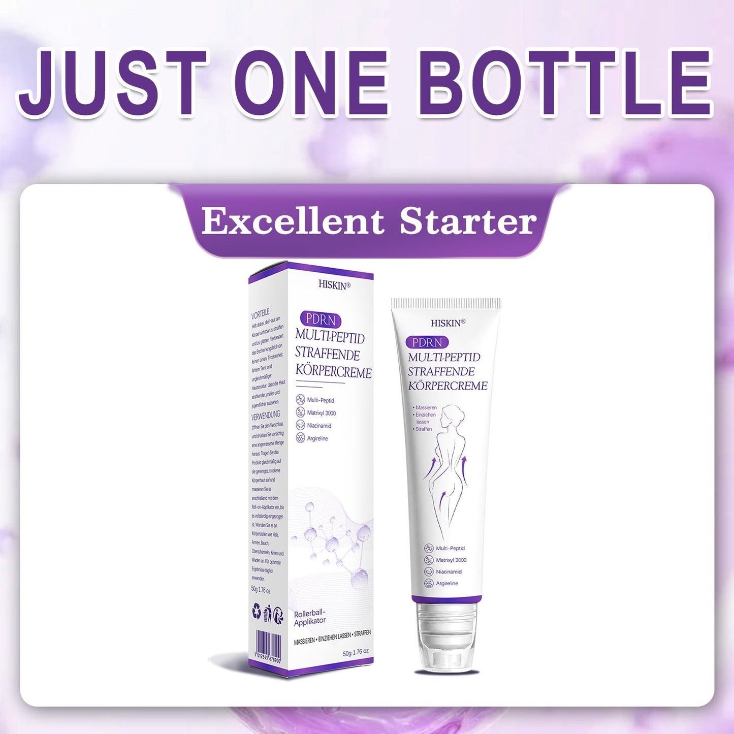 ca Canada Compliant : HISKIN® PDRN Multi-Peptide Massaging Body Roller Cream- Anti-aging, Hydrating, Skin Firming & Lifting, Skin Repair, Even Tone, Acne and Dark Spot Treatment, Wart and Mole Removal, and Psoriasis Relief.